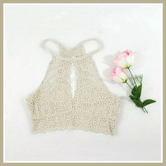 SALE! White Open-Slit Bralette Crop Top - Picture 2 of 4